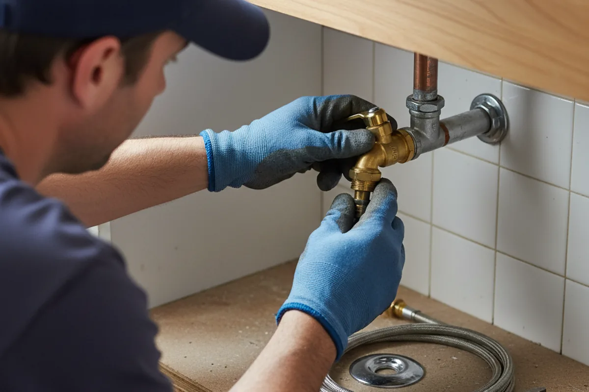 Shutoff valve and fitting work during Emergency Plumbing in Piedmont